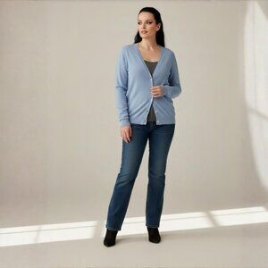 J.Crew ✦ Italian Cashmere Light Blue Button Front Cardigan Sweater ✦ Medium